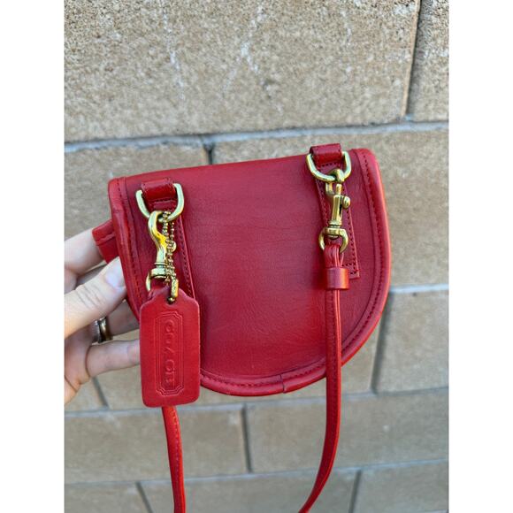 Vintage COACH Leather Mini Convertible Crossbody Belt Bag RARE RED USA 9826 - Picture 6 of 14